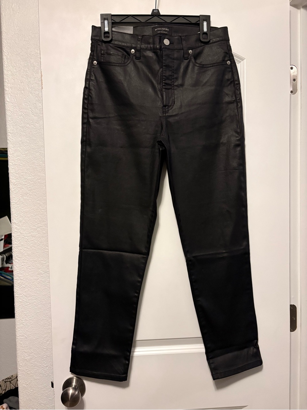 Banana Republic Coated Black Straight-Leg Curvy High Rise Slim Jeans NWT Sz 8/29